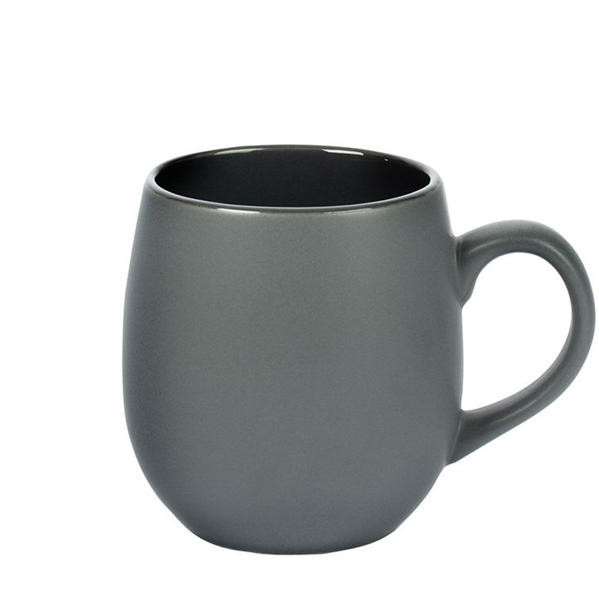 single, gray porcelain mug