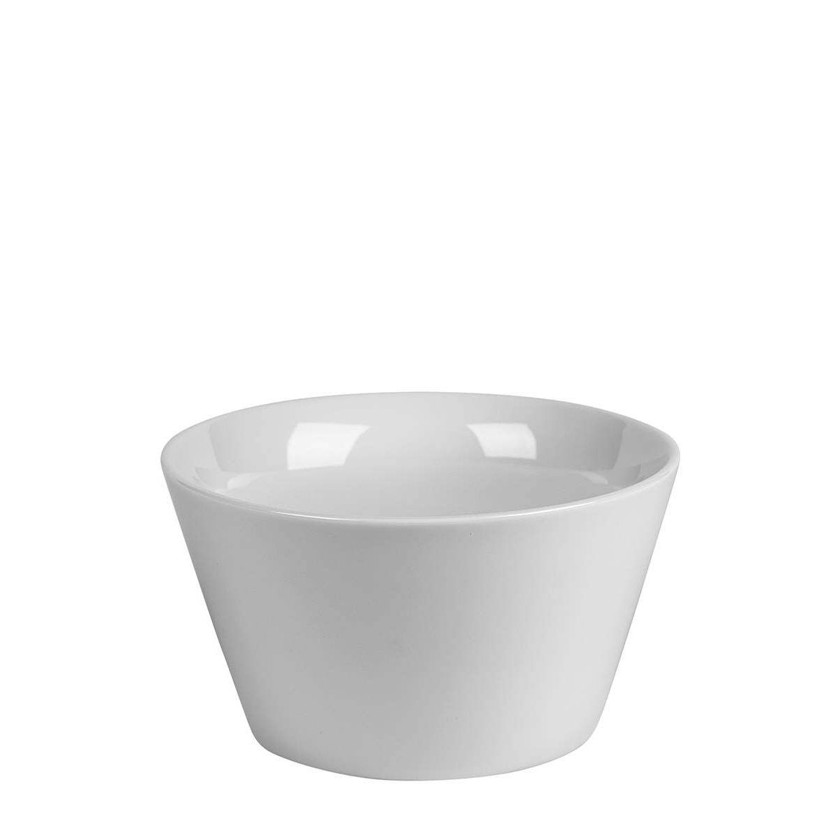 single, white porcelain bowl.